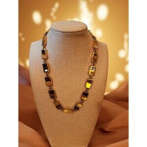 Bold Vintage Style Goldtone Link Necklace – 80s Power Glam | 8” Drop Statement